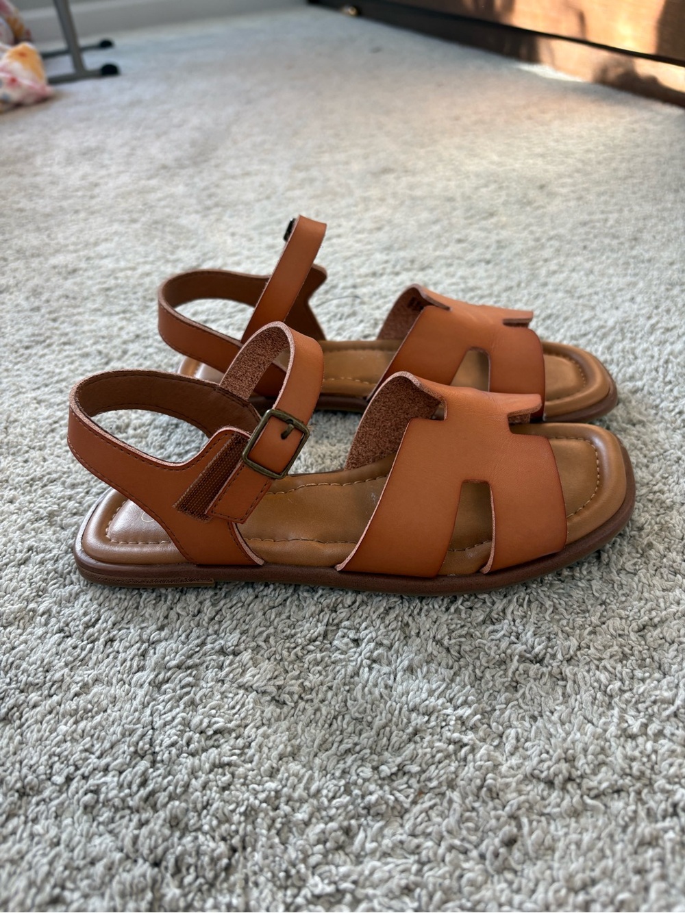 Kids Classic Brown Buckle Sandals with Cushioned Footbed